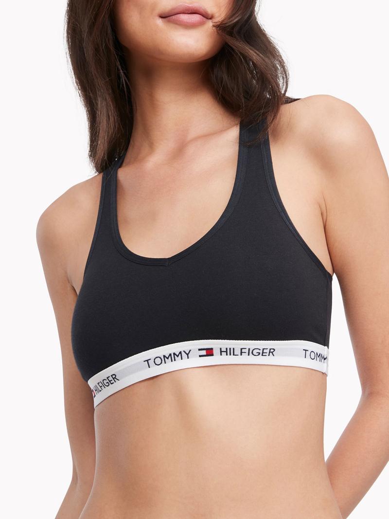 Női Tommy Hilfiger Logo Melltartók Fekete | HU 525ILH